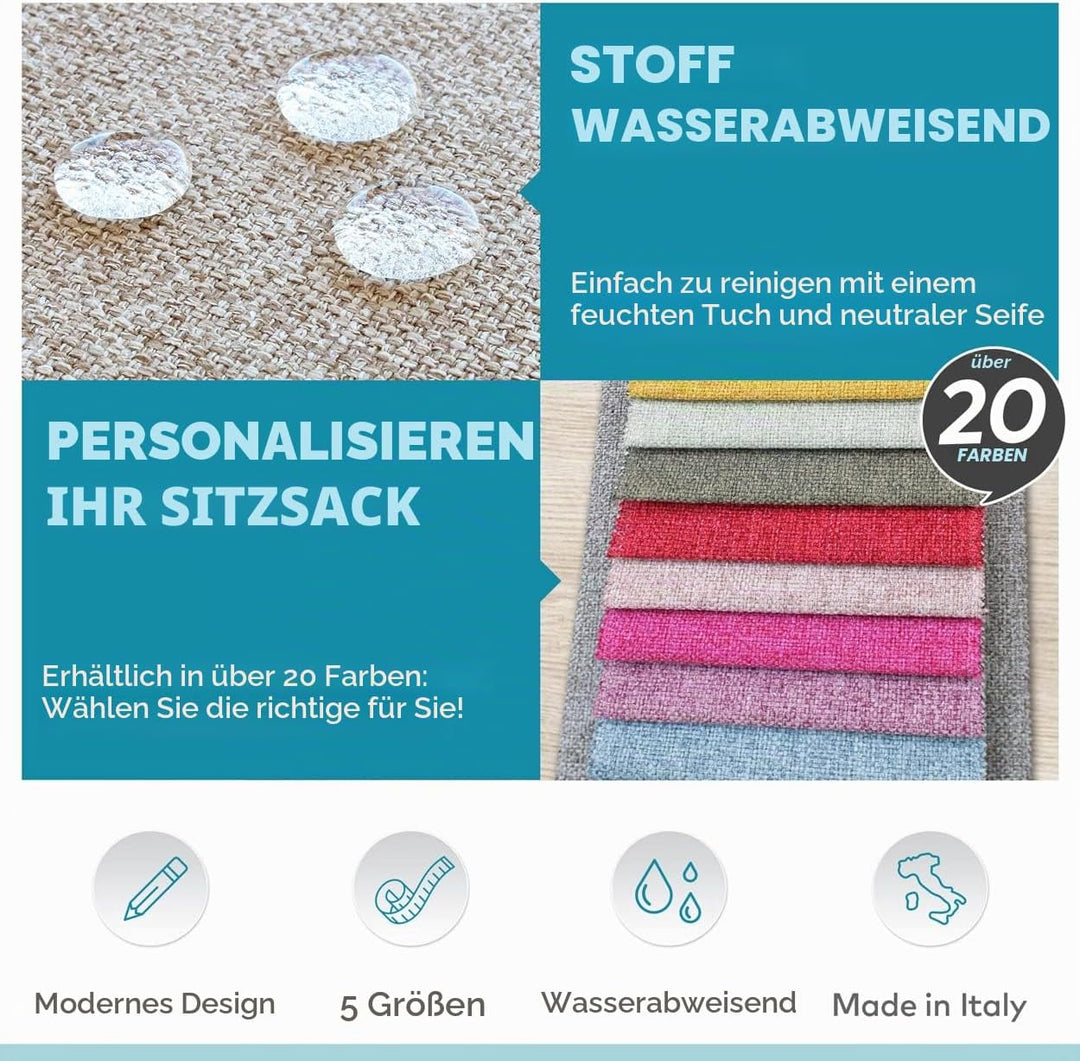 Deshome Pouf hocker Fussstütze 43x43x44 cm Wasserabweisender Stoff: Modernes Design Pouf für Sofa Wo