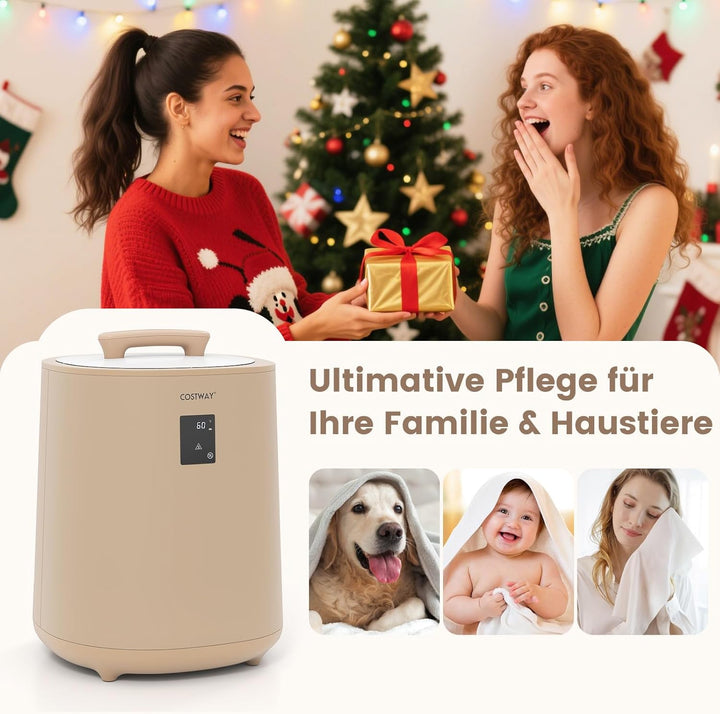 COSTWAY 18L Handtuchwärmer Eimer, Deckenwärmer mit LED-Anzeige & automatischer Abschaltung, tragbare
