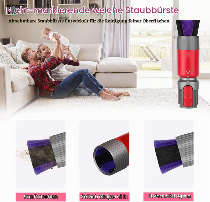 3 Stück Rückstandsloser Staubpinsel Staubsauger Zubehör Set, Kratzfreie Staubbürste für Dyson Schlau