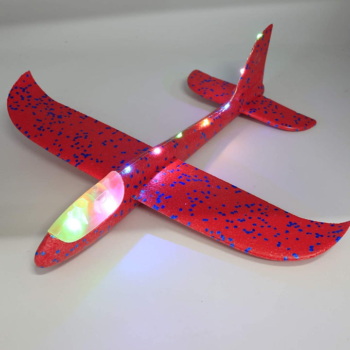 Queta Leuchtende Segelflugzeug Kinder Styroporflieger Flugzeuge Styropor, 48cm gross Manuelles Werfe