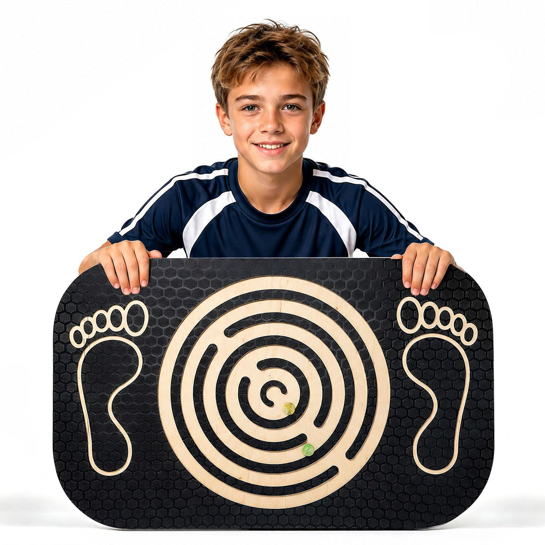 Balance Board Holz mit Labyrinth, Gleichgewichtstrainer Balancierbrett für Kinder, Wackelbrett für F