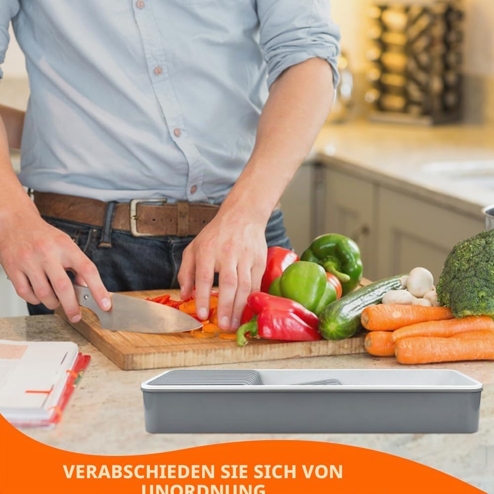 HEKOBAG Schubladen-Messer Organizer, Messerblock Schublade Küchen Messerhalter für 9 Messer, 14–22,5