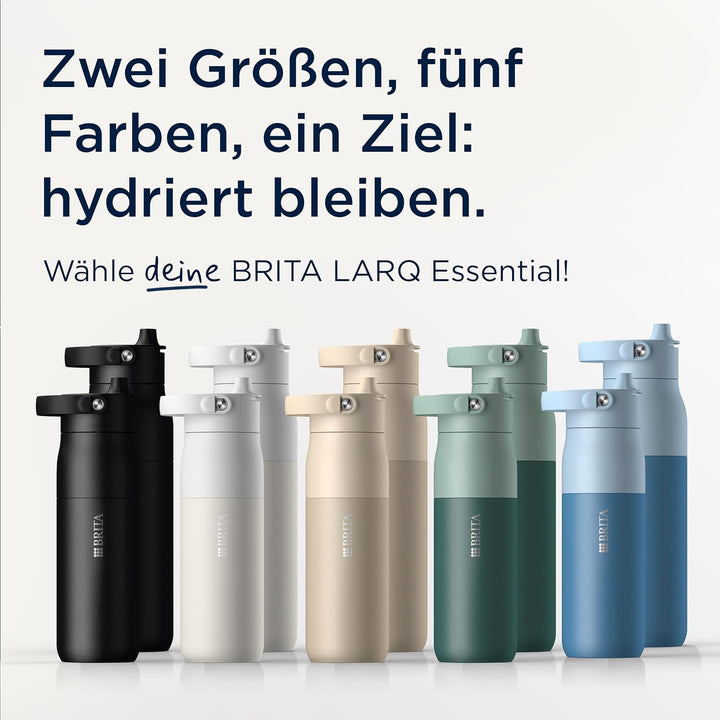 BRITA LARQ Essential Trinkflasche mit Strohhalm (680ml) blau - Edelstahl Wasser-Flasche, doppelwandi
