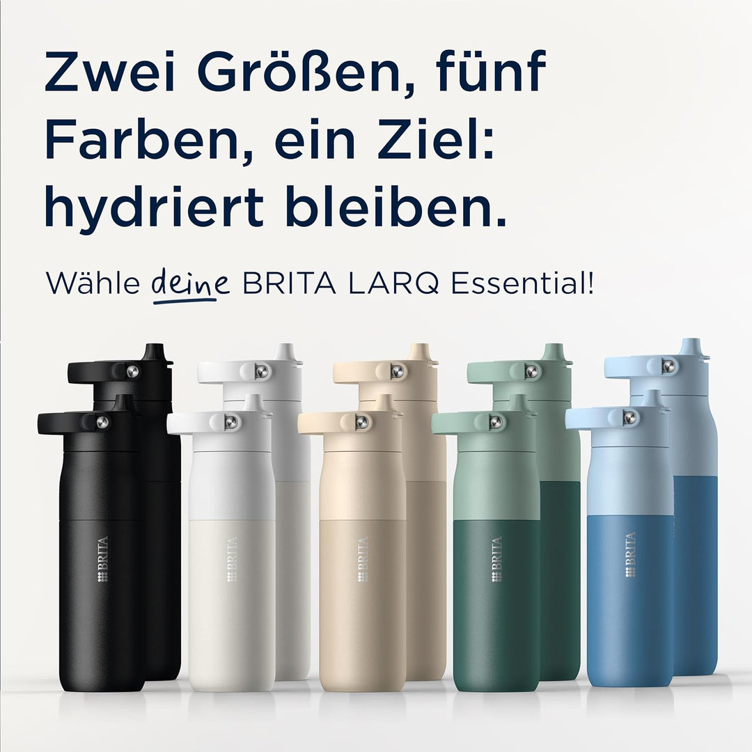 BRITA LARQ Essential Edelstahl Trinkflasche mit Strohhalm (680ml) schwarz, Schwarz