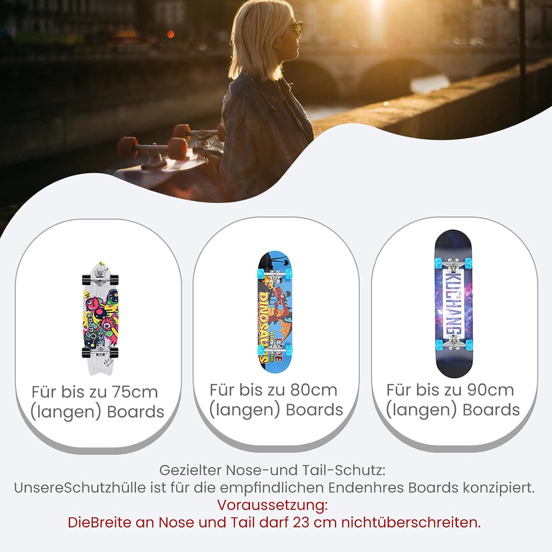QOPET Skateboard Rucksack aus verdicktem 900D Oxford, Cruiser Board Tasche wasserdicht Elektrische S