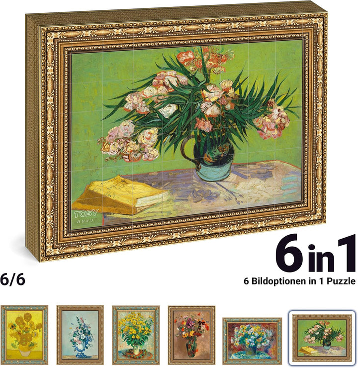 TOSY Picture Cube Floral Masterpieces: 6-in-1 magnetisches Bilderpuzzle, 80 Blöcke, 488 Flächen/Magn