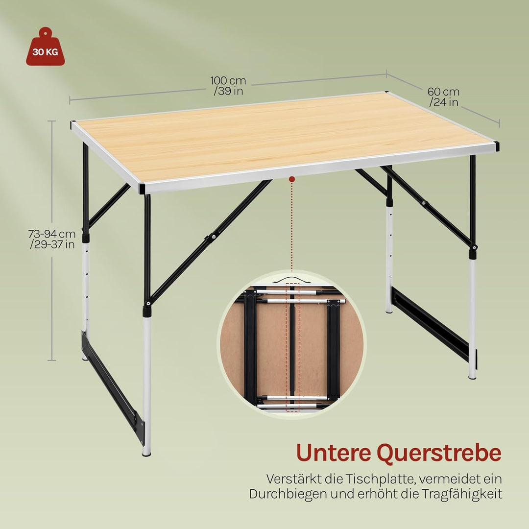 WOLTU® Campingtisch Klapptisch Gartentisch Arbeitstisch Balkontisch höhenverstellbar Aluminium Stahl