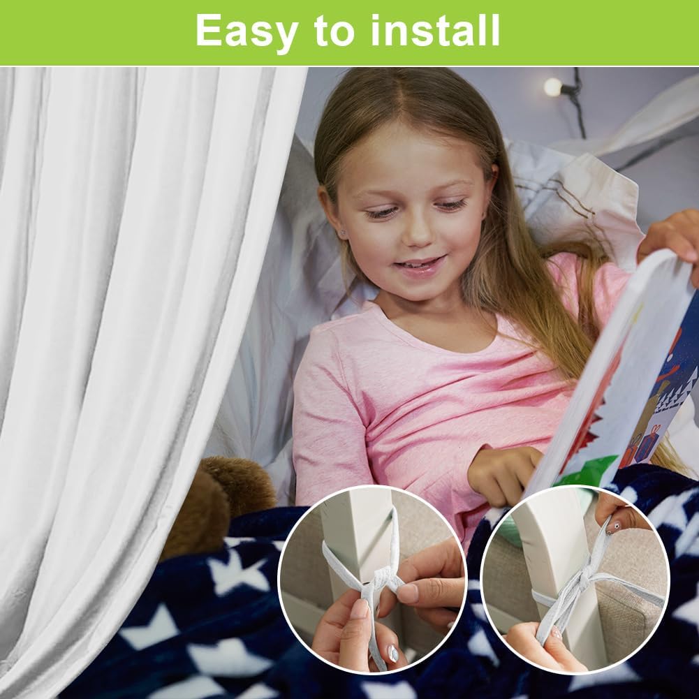 HOTUT Hausbett Himmel,2 Stück Betthimmel Babybett aus Musselin,Weich und atmungsaktiv Baldachin Kind