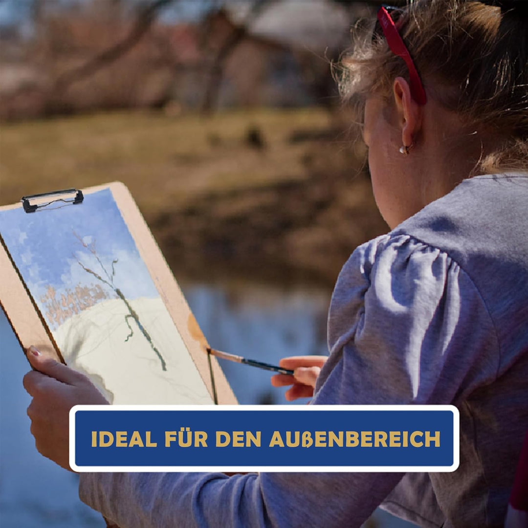 COOZEE 33x43cm Drawing Board für Künstler, Klemmbrett Holz mit robustem Clip und Gummibändern, Tragb