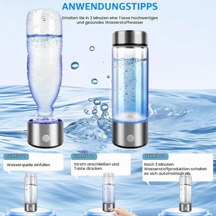 Flintronic Wasserstoff Wasserflasche, 420ML Wasserstoff Generator, Tragbarer Wasserionisator, Hydrog
