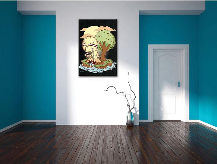 Dark Cry me a river black Bild auf Leinwand, XXL riesige Bilder fertig gerahmt mit Keilrahmen, Kunst