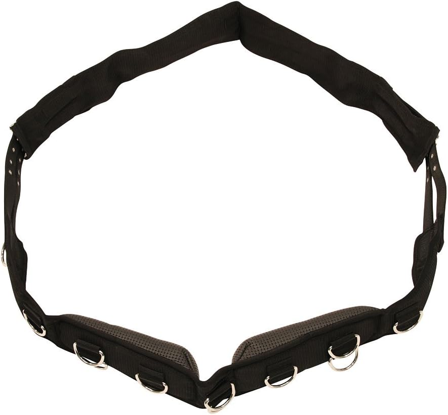 Kerbl Longiergurt, breit, 9 Ringe mit verstellbarem Bauchgurt Pony (160-200 cm Umfang) Farbe: schwar