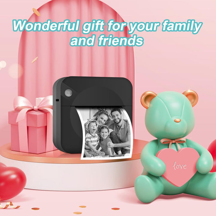 GuKKK Mini Drucker, Mobiler Fotodrucker, Tragbarer Mini Fotodrucker, Wireless Fotodrucker Thermodruc