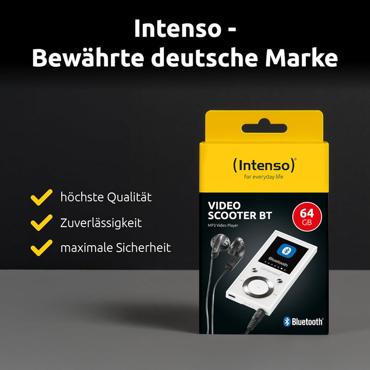 Intenso Video Scooter BT MP3 Player mit Bluetooth 5.0, 1,8 Zoll Farbdisplay, 64 GB microSD, USB-C, b