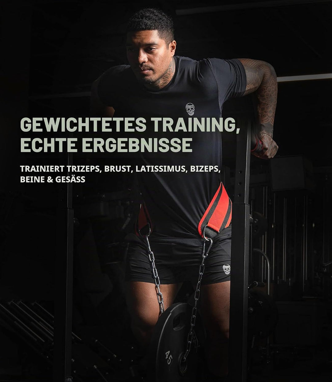 Gymreapers Dip-Gürtel mit Kette für Gewichtheben, Klimmzüge, Dips – robuste Stahlkette für zusätzlic