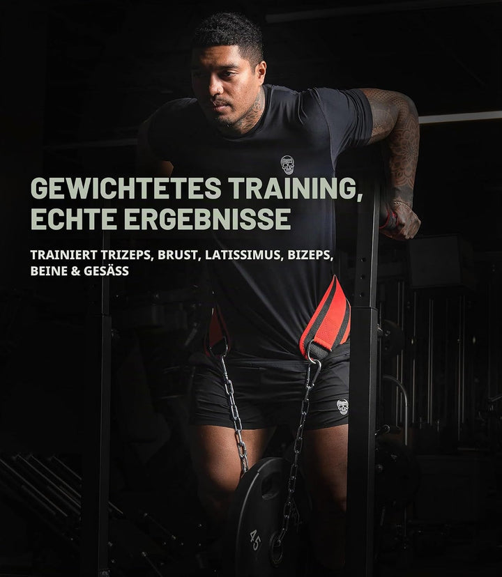 Gymreapers Dip-Gürtel mit Kette für Gewichtheben, Klimmzüge, Dips – robuste Stahlkette für zusätzlic