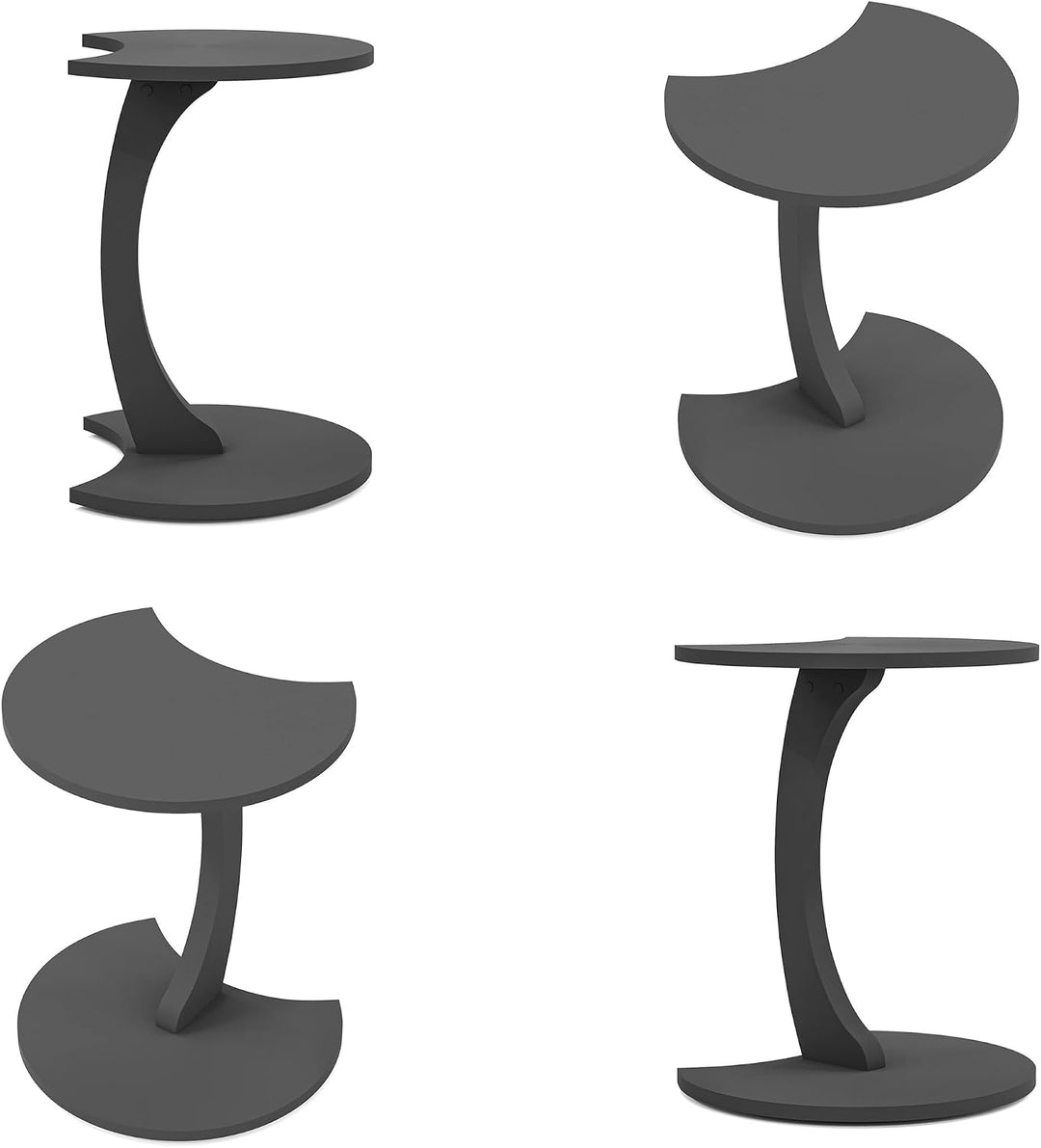 Beistelltisch Anthrazit C-Form Couch (Anthrazit, C-Form Mond) Anthrazit C-Form Mond, Anthrazit C-For