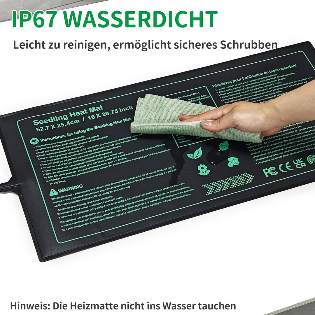 NAMOTEK Pflanzen-Wärmematte mit digitalem Thermostat & 5 Anzuchtplatten Set – Temperaturregelung für