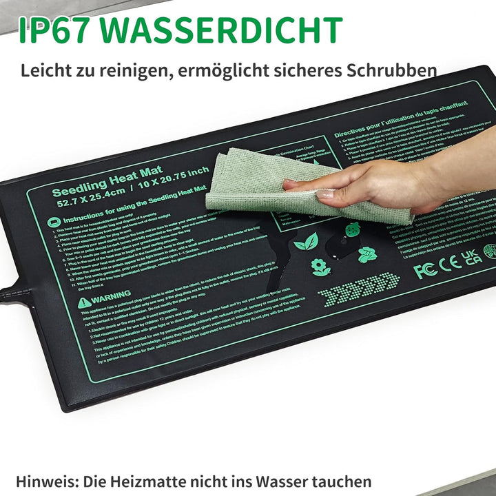 NAMOTEK Pflanzen-Wärmematte mit digitalem Thermostat & 5 Anzuchtplatten Set – Temperaturregelung für
