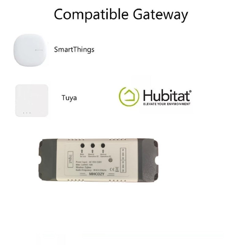 MHCOZY 2 Kanal 5V 85-250V ZigBee Smart Relais Schalter, einstellbare Selbstsperrung und Momentanbetr