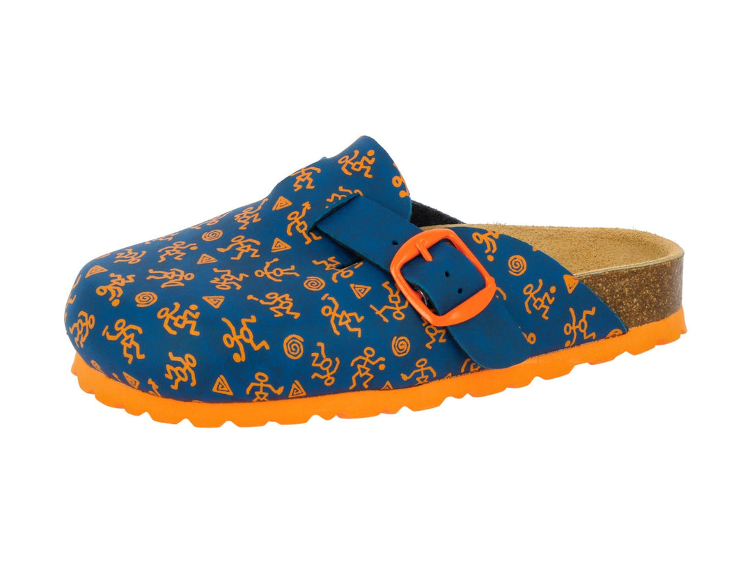 Lico Unisex Kinder Bioline Clog Kids Pantoletten 28 EU Blau Orange, 28 EU Blau Orange