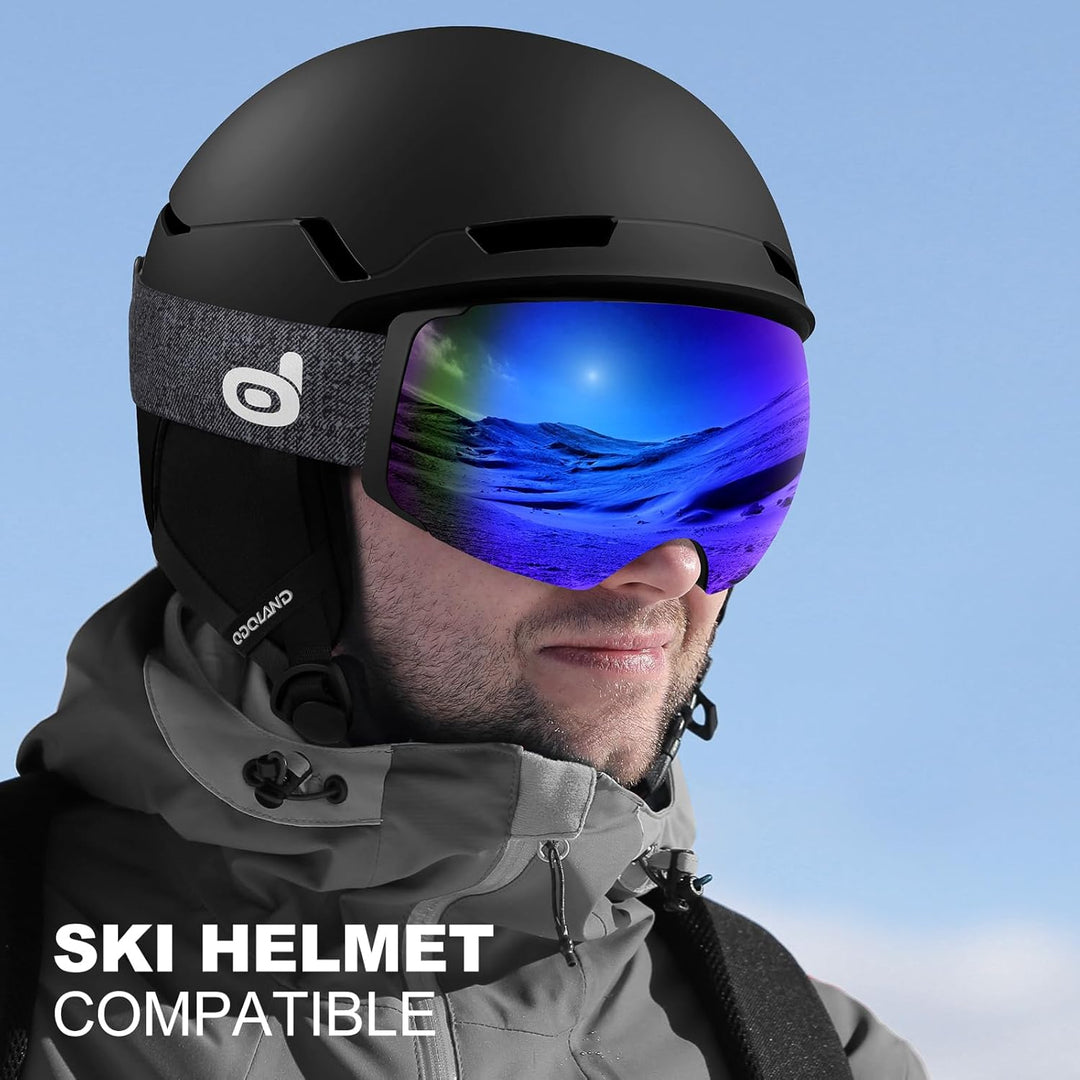 Odoland Skibrille Unisex für Damen und Herren Jungen Rahmenlose Snowboardbrille mit Magnetische Wech