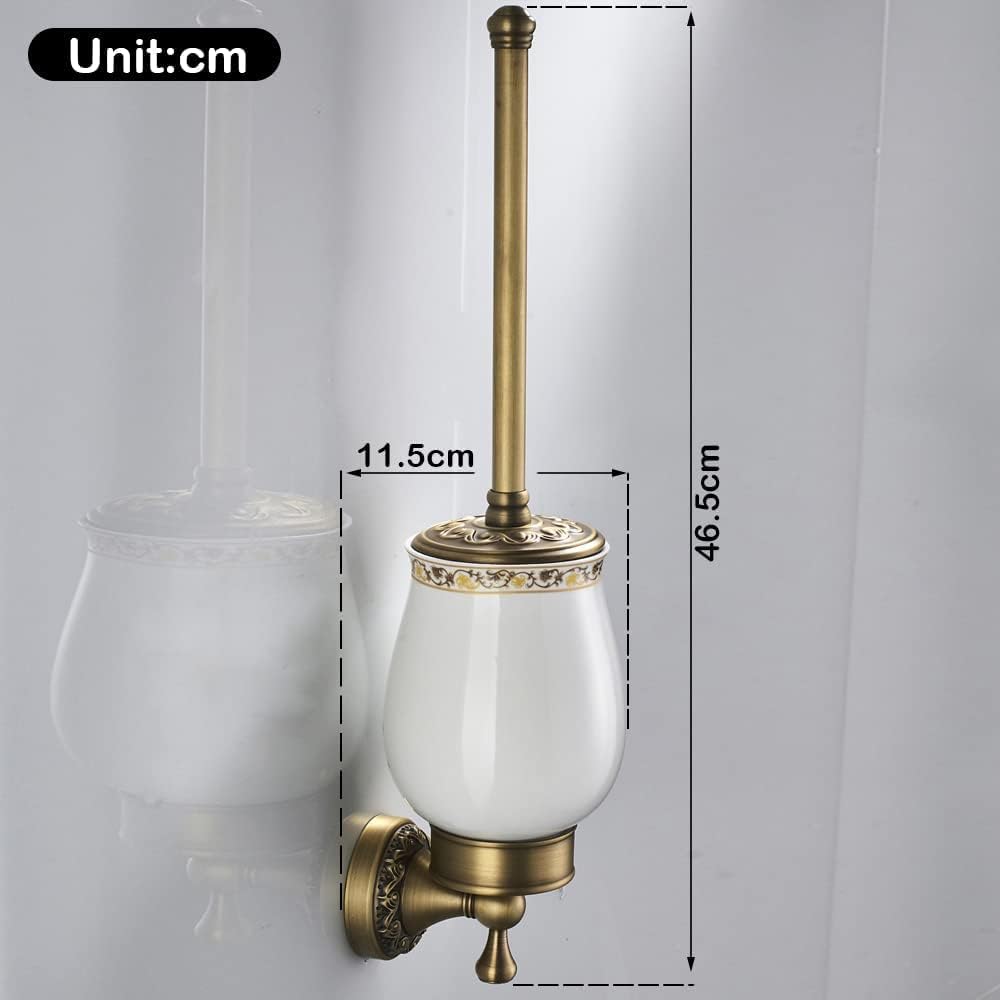 Leyden WC-Bürste und Halter aus antikem Messing, Badezimmer-Retro, Wandmontage, WC-Bürsten-Organizer