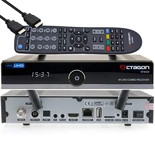 OCTAGON SF8008 4K UHD HDR Receiver Combo 1x DVB-S2X, 1x DVB-C/DVB-T2, Satellit und Terrestrisch, Eni