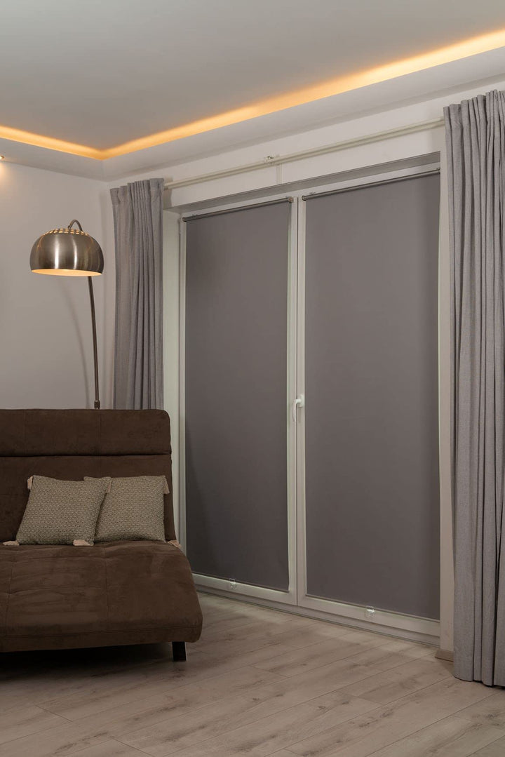 K-home Verdunklungsrollo/Springrollo, Grau, 90 cm x 150 cm (B x L) Grau 90 x 150 cm, Grau 90 x 150 c