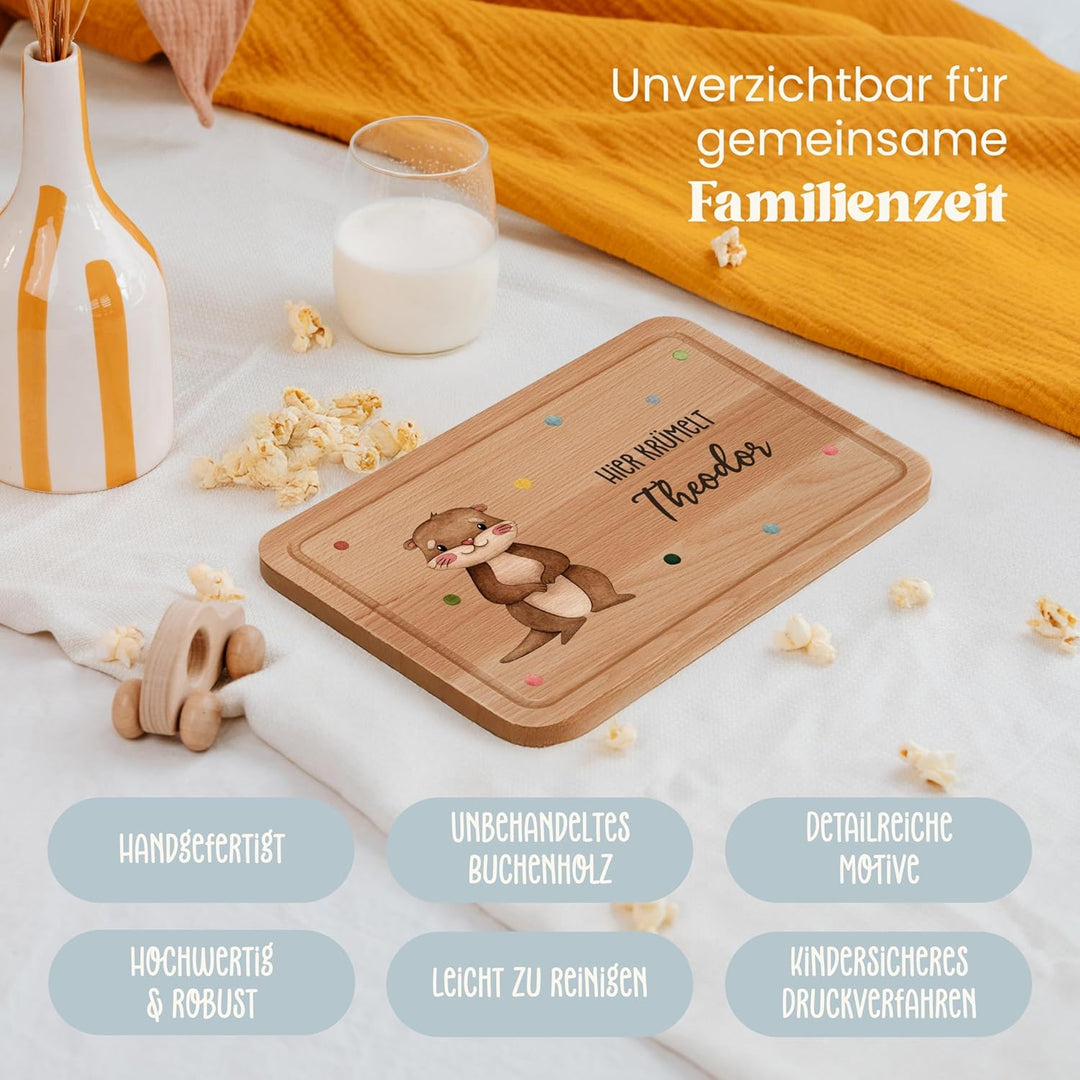 Lilletå ® Personalisiertes Holzbrett Tiergruppe - Individuelles Frühstücksbrettchen mit Hochwertigem