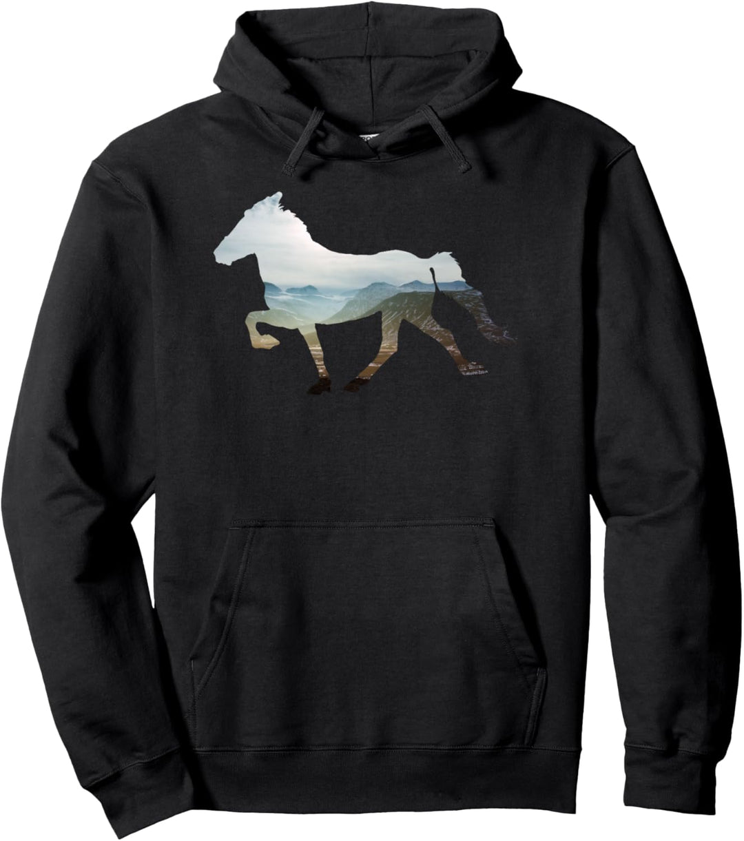 Islandpferd Kunst Landschaft Grafik Reiter Isländer Pferd Pullover Hoodie