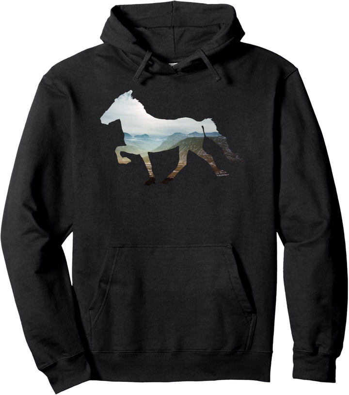 Islandpferd Kunst Landschaft Grafik Reiter Isländer Pferd Pullover Hoodie