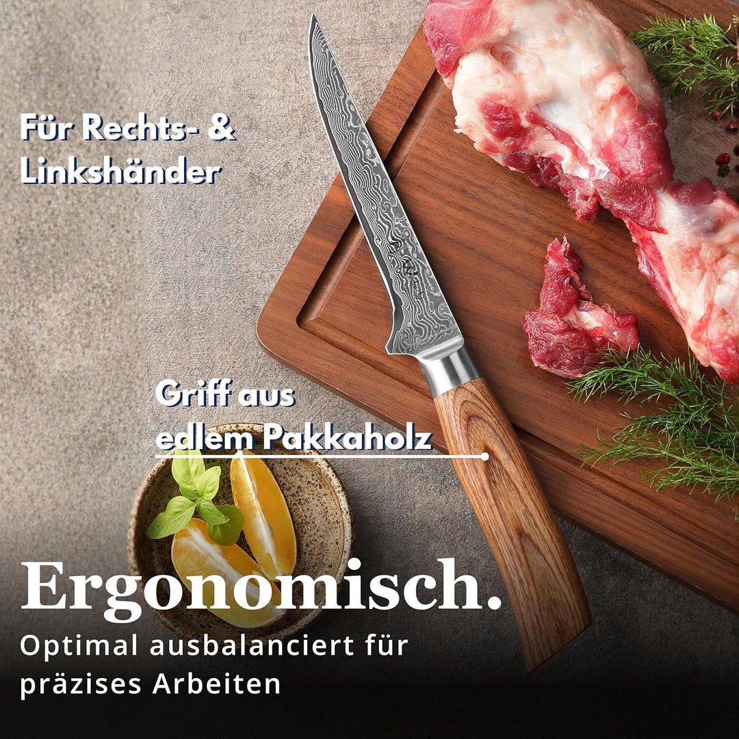 Wakoli EDIB Pro Damast Ausbeinmesser 14,50 cm Klinge extrem scharf aus 67 Lagen mit VG10 Stahlkern I