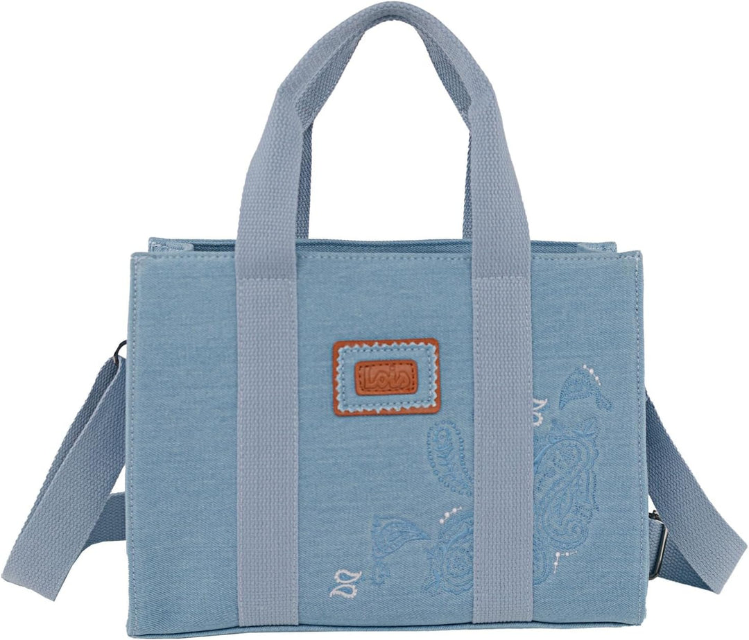 Grosse Damen Handtasche Shopper - Elegante Henkeltasche mit viel Stauraum, S Blau, Blau