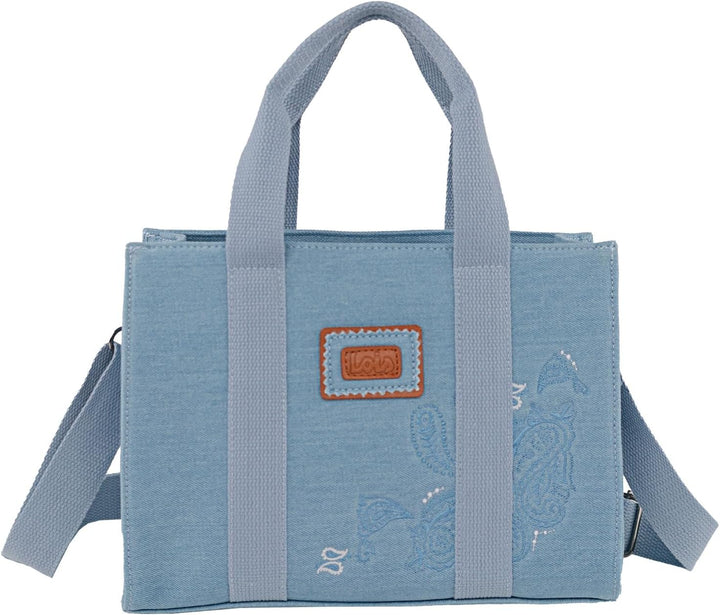 Grosse Damen Handtasche Shopper - Elegante Henkeltasche mit viel Stauraum, S Blau, Blau