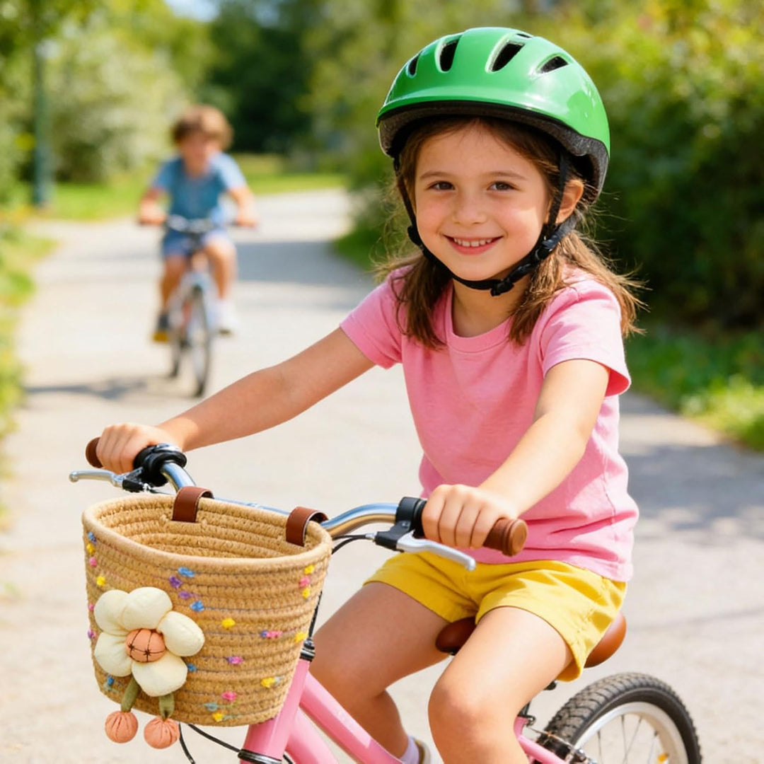 Fahrradkorb für Kinder – Plüsch aus Baumwollseil von Hand geflochten | Lenkertasche vorne Fahrrad |