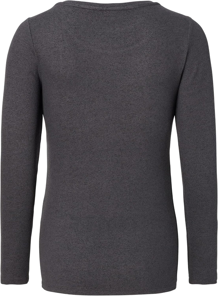 Noppies Damen Top Plano Nursing Long Sleeve T-Shirt, Grey Melange - P806