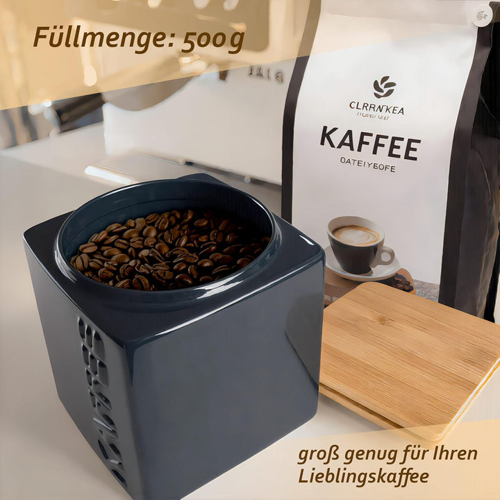 HWG-Home® Design Kaffeedose luftdicht 500g, für frisches Aroma, Anthrazit & Weiss, Kaffeebehälter au