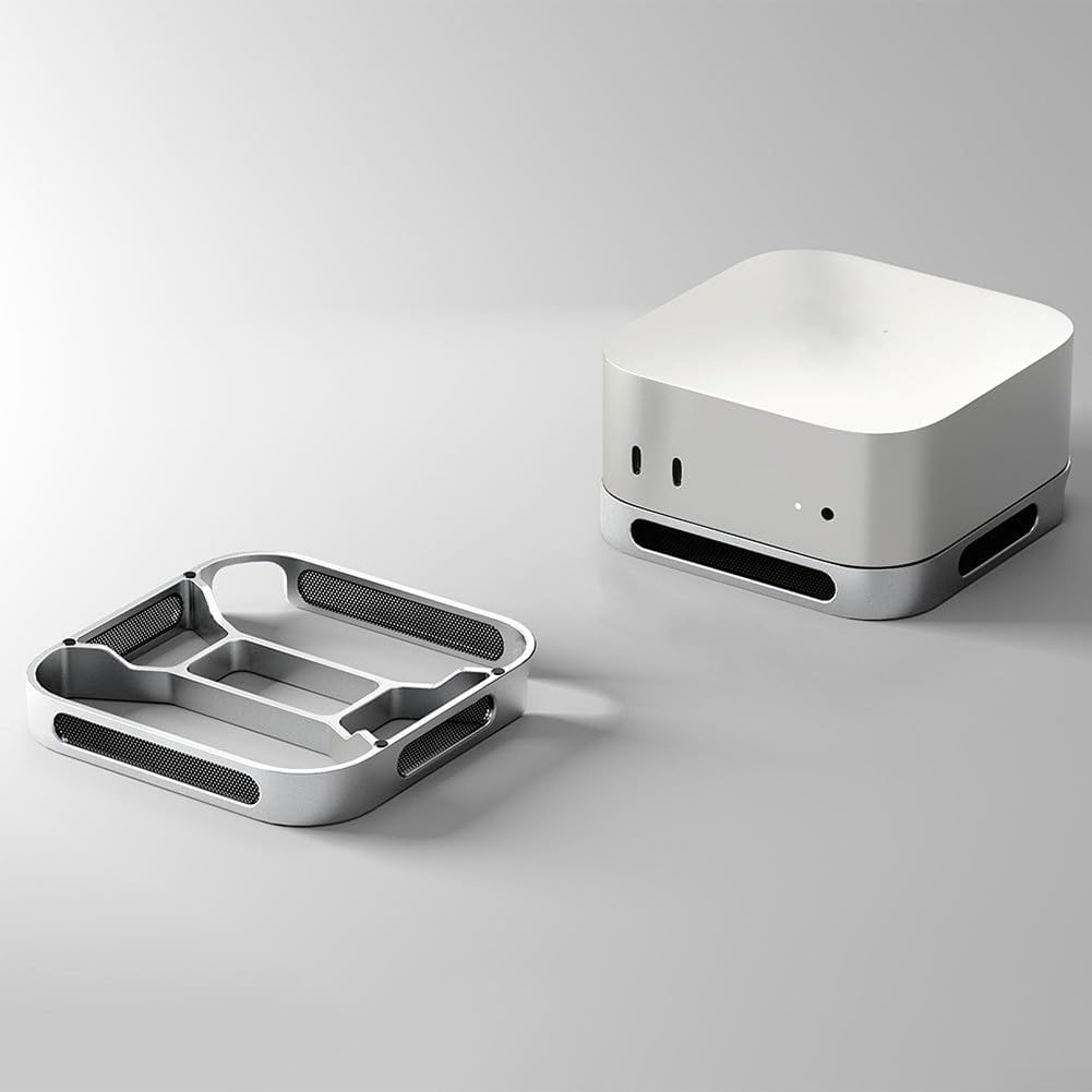 ReachMall Dock für Mac mini M4, Aluminium-Ständer mit Kühlung und Schutz, Staubfilter, sichere Passf