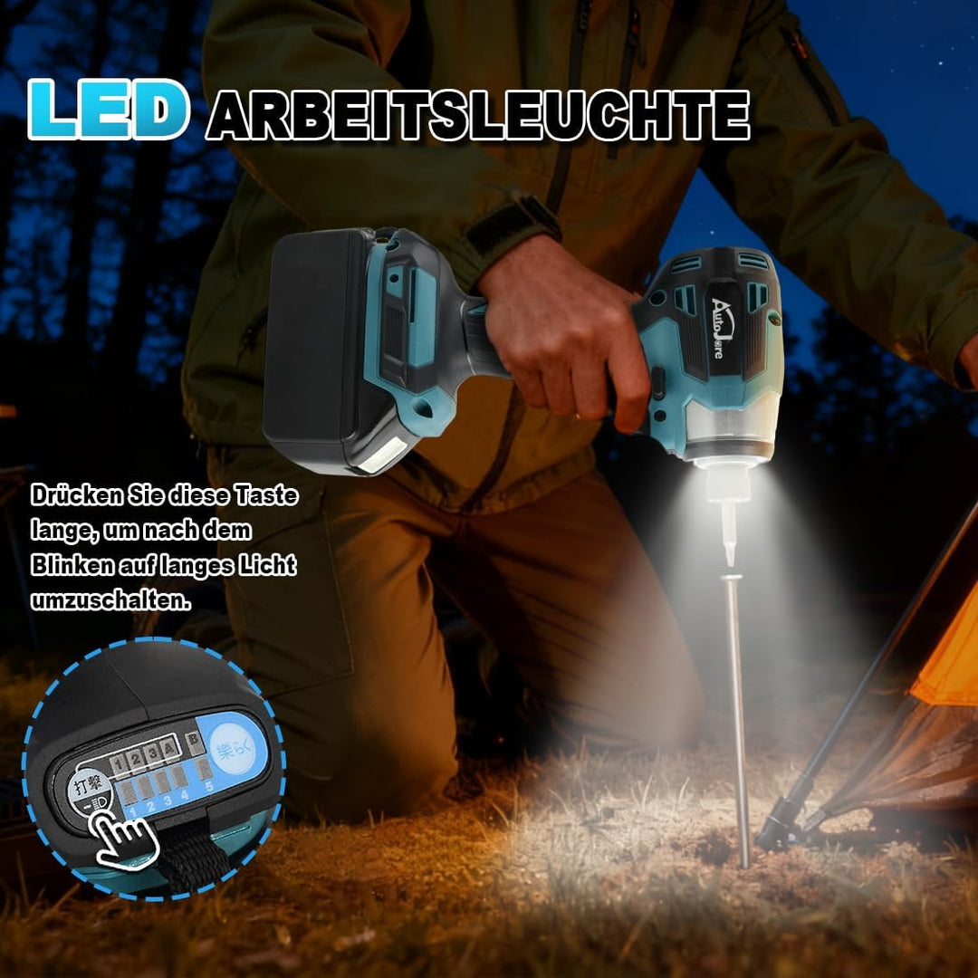 Akku Akkuschrauber Kompatibel mit Makita 18V 1/4" Bürstenloser Schlagschrauber mit 5 einstellbare St
