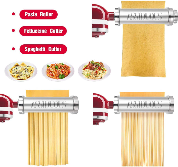 Edelstahl Nudelaufsatz für Kitchenaid Küchenmaschine, Nudelroller und Schneider für Kitchen Aid,Nude