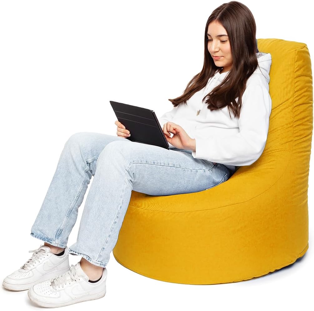 PATCH HOME Gamer Sessel Sitzsack inkl. Würfel Bean Bag Set Ø80cm, 30cm Sitzhöhe, 90cm Höhe + 35x35cm
