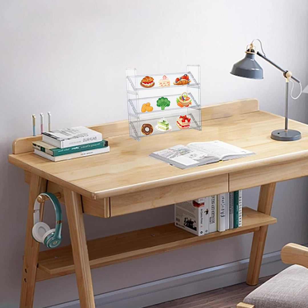 3 Stufiger Acryl Ständer,Kartenständer Präsentationsständer für Aufkleber Sammelkarten Vitrine für A
