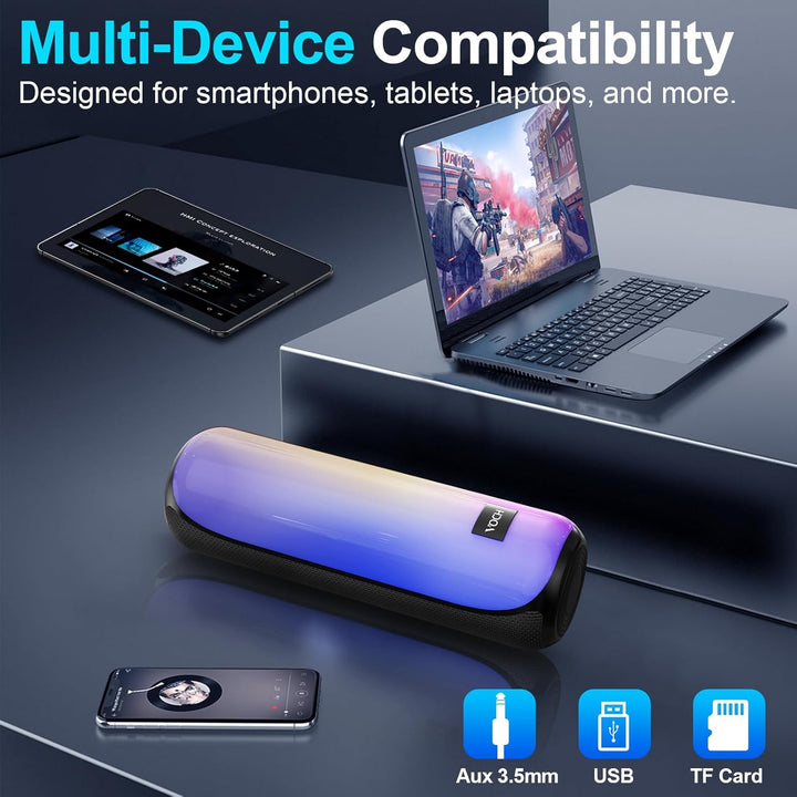 VOCH Tragbarer Bluetooth Lautsprecher mit RGB Licht, 40W Stereo Sound, Bluetooth 5.3, TWS Pairing, I