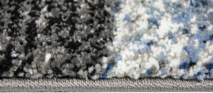 CARPETIA Teppich modern Wohnzimmerteppich karo blau grau schwarz Grösse 80x150 cm 80 x 150 cm, 80 x