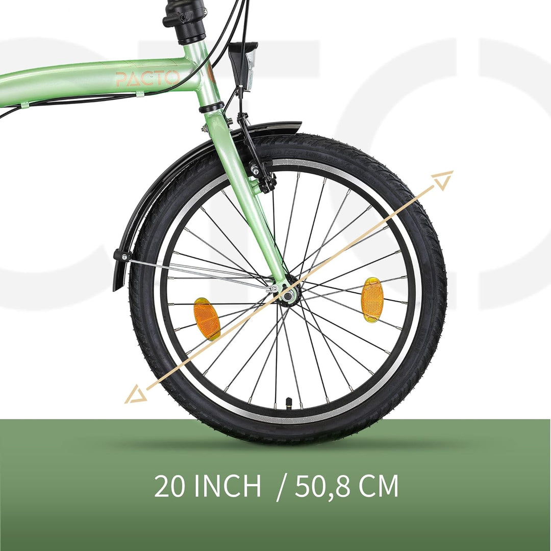 PACTO Ten Klapprad 20 Zoll mit Schnelles Faltsystem (10 Sek), Stahlrahmen, Leichtgewicht (16KG), Shi