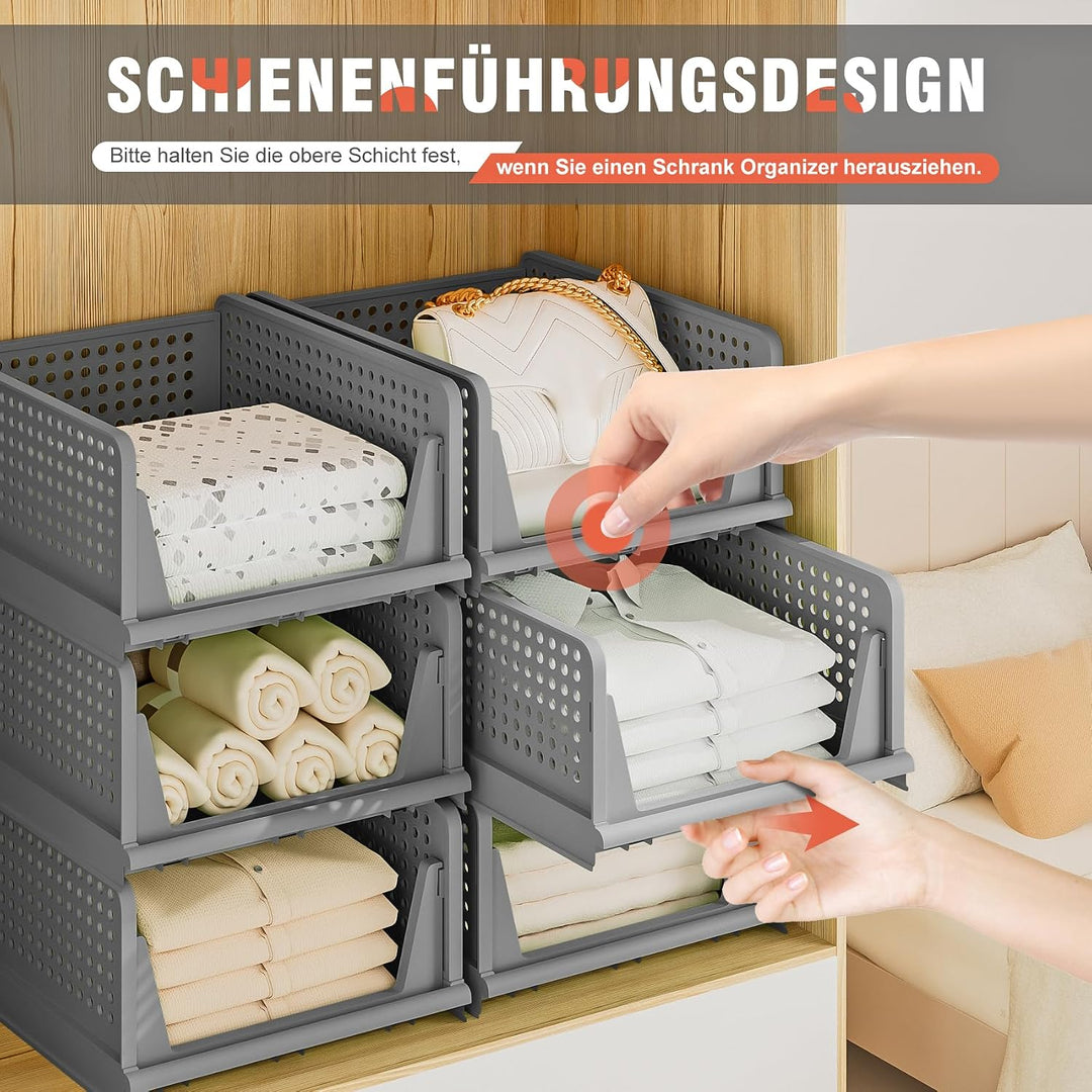 Neprock Schrank Organizer Kleiderschrank Organizer, 4 Pack Stapelbar Ordnungssystem Kleiderschrank S