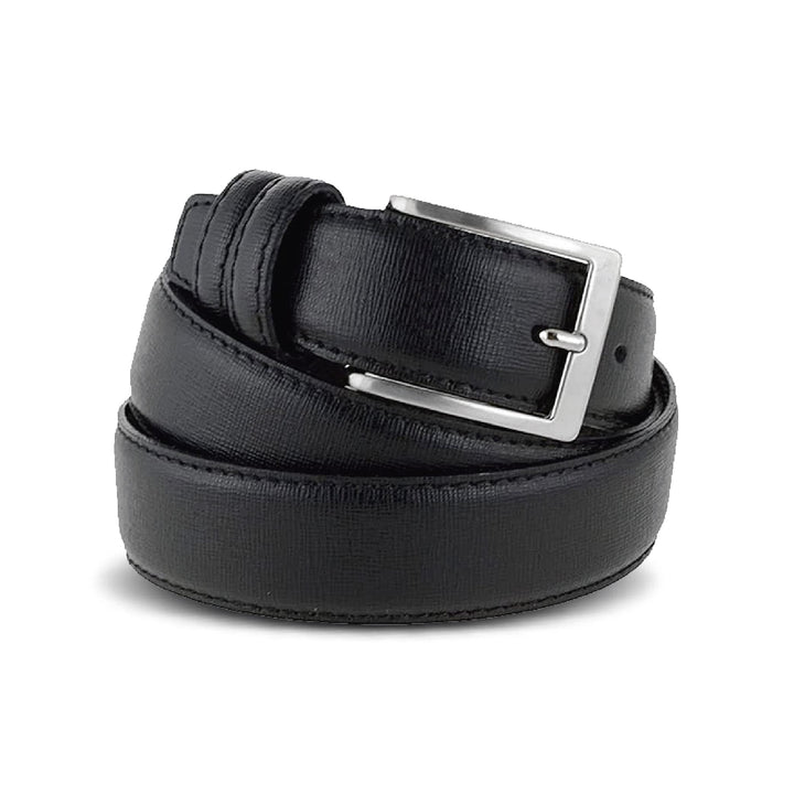 La Bottega del Calzolaio Ledergürtel 3,5 cm Saffiano schwarz für besondere Anlässe Made in Italy han