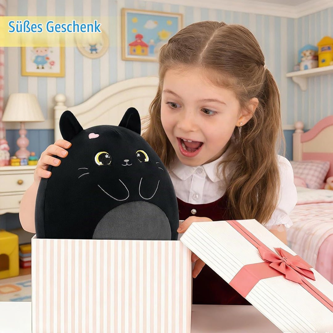 shownicer Plüschtier Katze Kuscheltier Stofftier Kawaii Katze Plüsch Kissen Spielzeug Geschenk für E