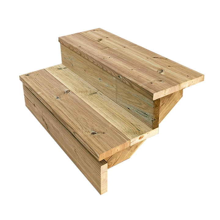 Berlin - Terrassentreppe Holz - H37cm 2 Stufen, Breite 80cm, MIT Setzstufen- Vinuovo - Set für Ihre